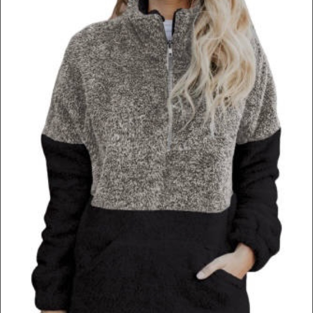 Cozy Zip Neck Oversize Fluffy Fleece Pullover